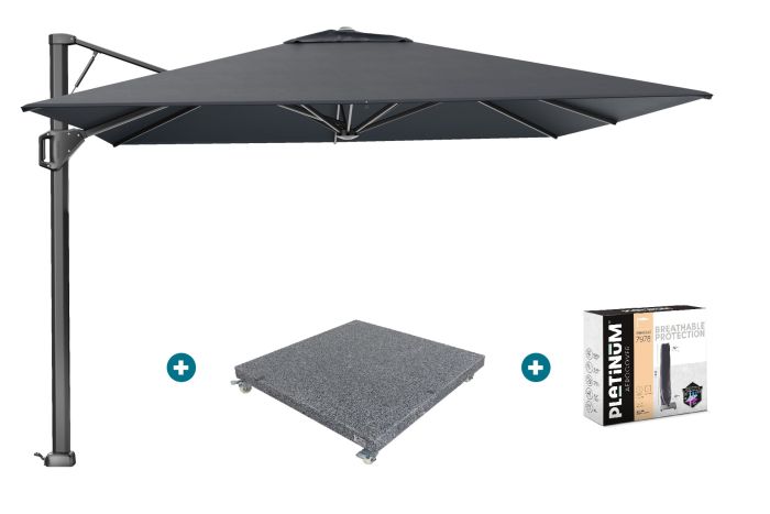 Platinum Beaufort Premium 3,2x3,2 m - Faded Black met voet en hoes