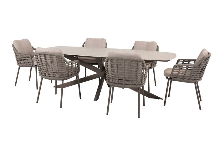 Taste Puglia/Prado 6-persoons Deens ovale tuinset 240x105 cm. - Terre