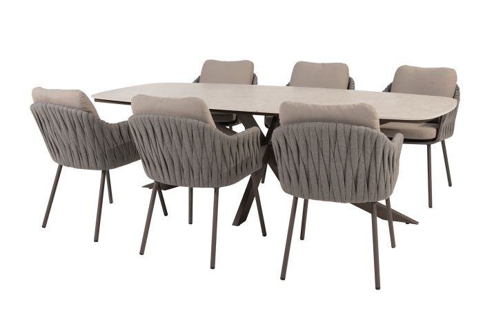 Taste Cannes/Prado 6-persoons Deens ovale tuinset 240x105 cm. - Terre