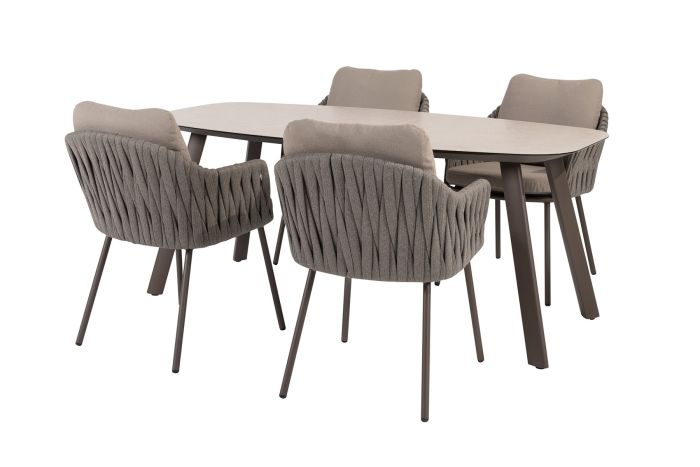 Taste Cannes/Manolo 4-persoons Deens ovale tuinset 180x95 cm. - Terre