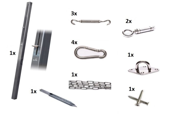 Platinum bevestigingsmaterialen schaduwdoek combinatiepakket 6