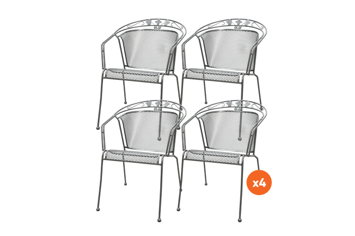 Set van 4 - Elegance strekmetaal stapelbare tuinstoel - Antraciet