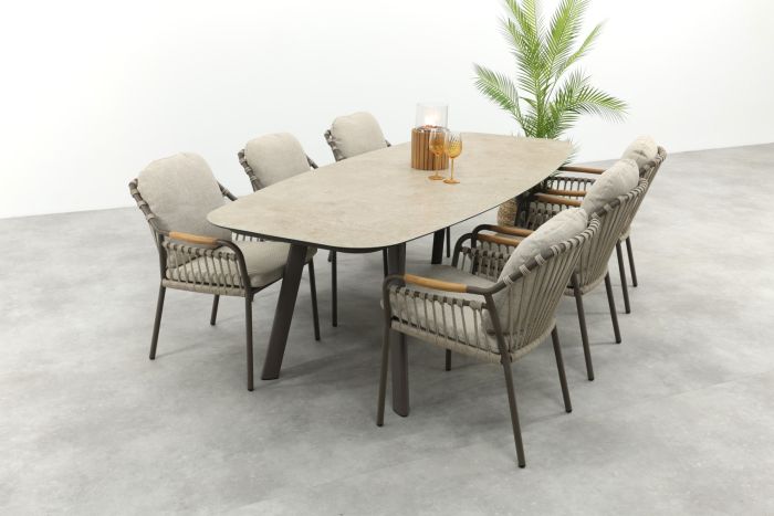 Tenerife/Taste Manolo 6-persoons Deens ovale tuinset 240x103 cm. - Terre