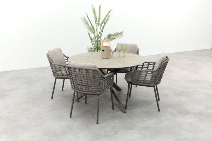 Taste Puglia/Prado 4-persoons ronde dining tuinset Ø130 cm. - Terre