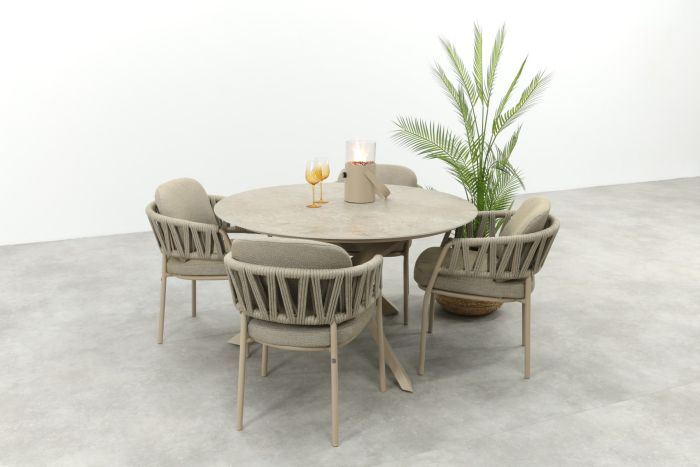 Taste Calma/Prado 4-persoons ronde dining tuinset Ø130 cm. - Latte