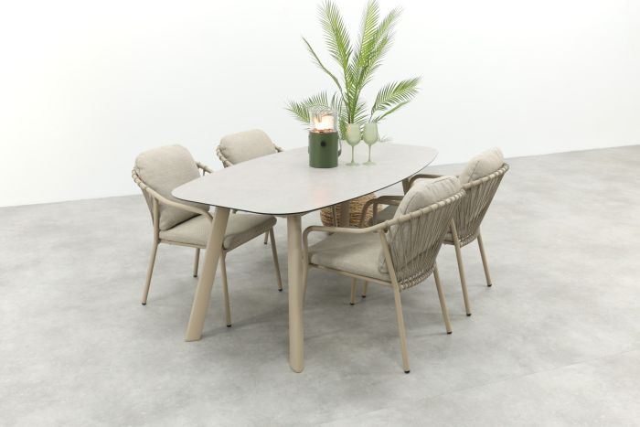 Pisa/Taste Manolo Deens ovale 4-persoons tuinset 180x95 cm. - Latte 