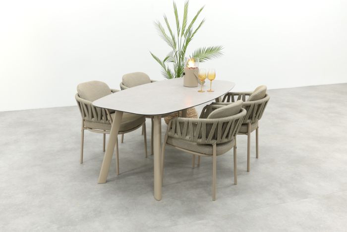 Taste Calma/Manolo 4-persoons Deens ovale tuinset 180x95 cm. - Latte