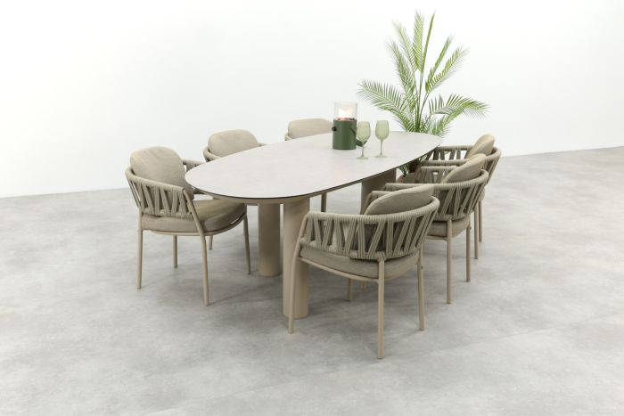 Taste Calma/Denia 6-persoons organische tuinset 240x105 cm. - Latte