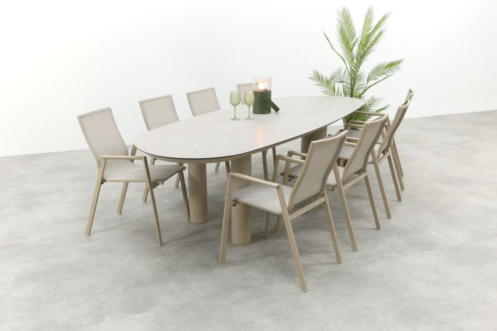 Atmos/Taste Denia 8-persoons organische tuinset 290x110 cm. - Latte