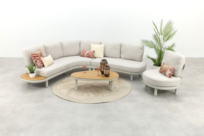 Alvora organische loungeset met loungestoel - Naturel/Teak