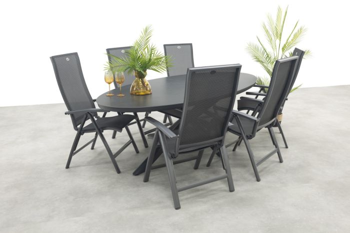 Hartman Valentino/Ventaro verstelbare ovale tuinset 240x115 cm. - Antraciet
