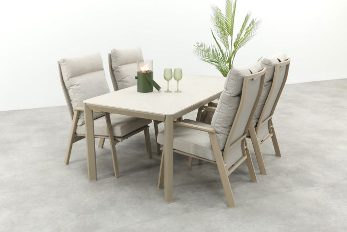 Lagos/Hartman Kyra verstelbare tuinset voor 4 personen 180x90 cm. - Latte