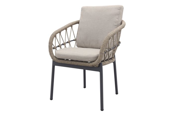 Julia naturel rope dining tuinstoel - Antraciet