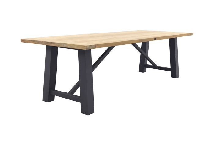 Keltex tuintafel - teak/aluminium - antraciet - 265x101 cm. - Op=Op