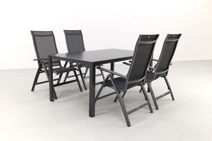 Kettler Legato Curve/Cubic 4-persoons verstelbare tuinset 160x95 cm. - Antraciet