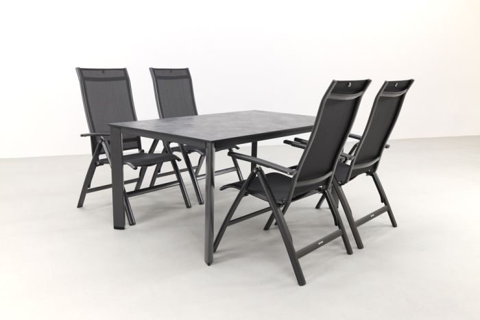 Kettler Legato/Edge verstelbare aluminium tuinset voor 4 personen 160x95 cm. - Antraciet