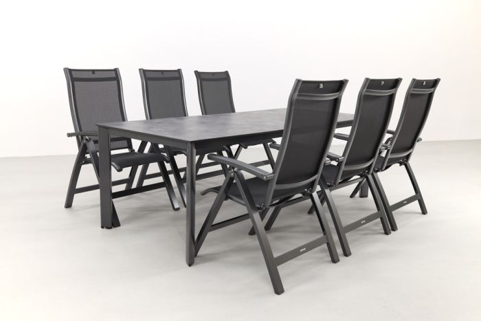 Kettler Altura/Edge verstelbare aluminium tuinset voor 6 personen 220x95 cm. - Antraciet