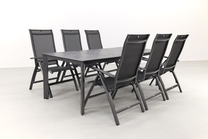 Kettler Legato/Edge verstelbare aluminium tuinset voor 6 personen 220x95 cm. - Antraciet