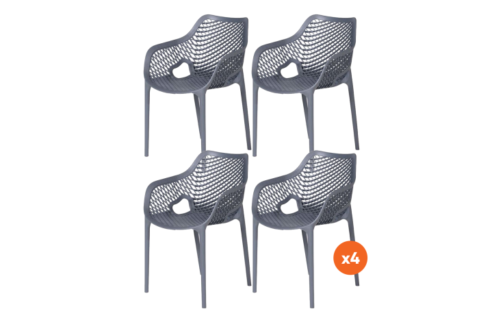 Set van 4 - Madino Air stapelbare stoel - Grijs