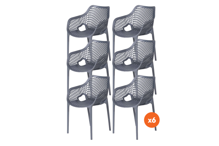 Set van 6 - Madino Air stapelbare stoel - Grijs