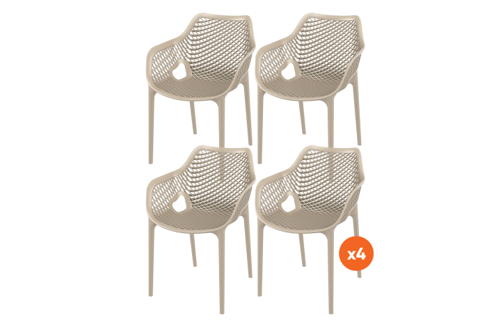 Set van 4 - Madino Air stapelbare stoel - Taupe