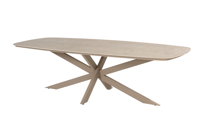 4 Seasons Nevada low dining - keramisch Deens ovale tuintafel 250x105 cm. - Latte
