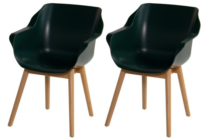 Set van 2 - Hartman Sophie Studio dining armstoel - Night green - Teak poot OP=OP