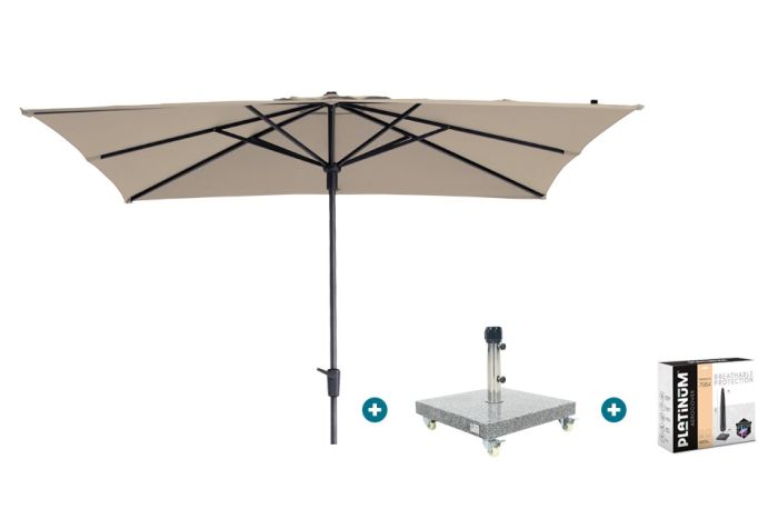 Madison Syros Luxe stokparasol 280x280 cm. - Ecru met Sevilla voet en hoes