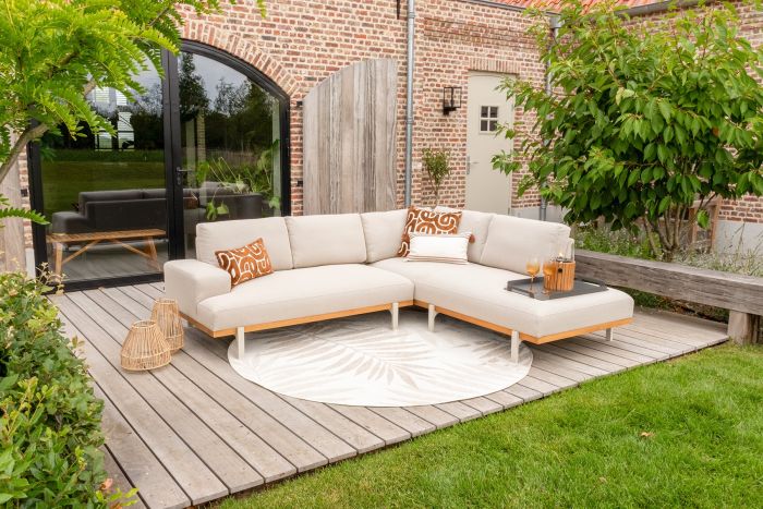 Savannah hoekbank chaise longue loungeset - beige - weerbestendig - Rechts