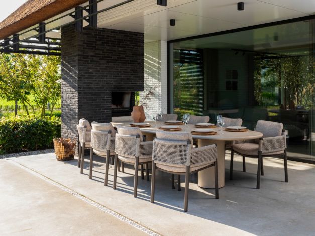 4SO Savanne/Hampton 8-persoons ovale tuinset 300x110 cm. - Mortex/Terre