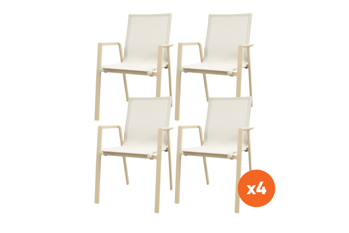 Set van 4 - Atmos stapelbare tuinstoelen - Latte/Beige
