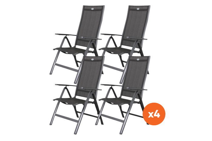 Set van 4 - Hartman verstelbare aluminium tuinstoel Roma