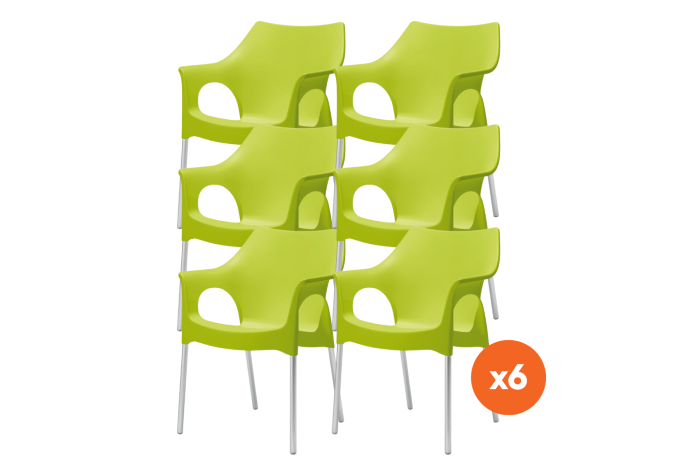 Set van 6 - Scab Ola stapelbare kunststof tuinstoel - Pistache