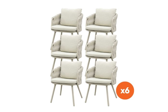 Set van 6 - Baya rope dining tuinstoel - Mokka (OP=OP)