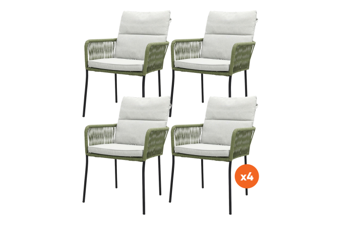 Set van 4 - Teresa dining tuinstoel Rope - Green
