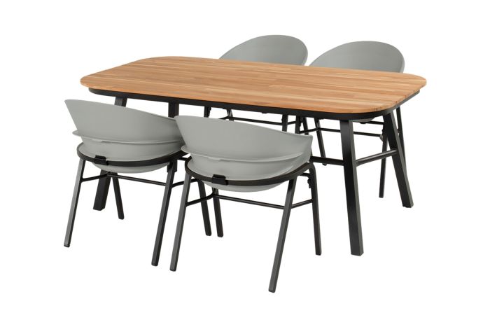 Hartman Tubb verstelbare tuinset 185x100 cm. (5-delig) - Teak/Concrete Grey