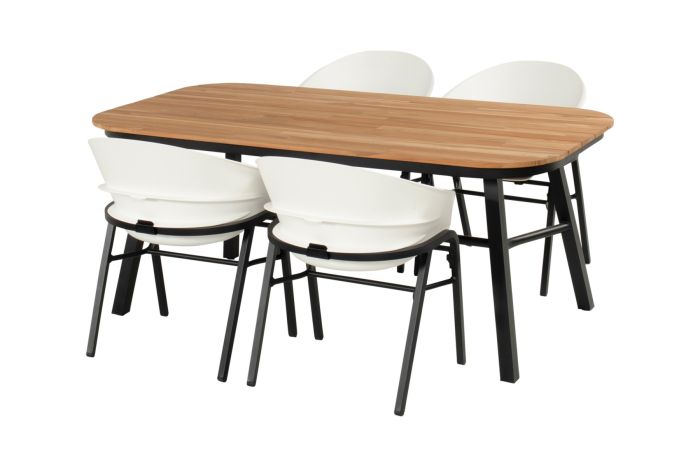Hartman Tubb verstelbare tuinset 185x100 cm. (5-delig) - Teak/Royal White