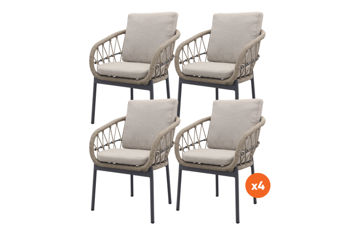 Set van 4 - Julia dining tuinstoel - Antraciet