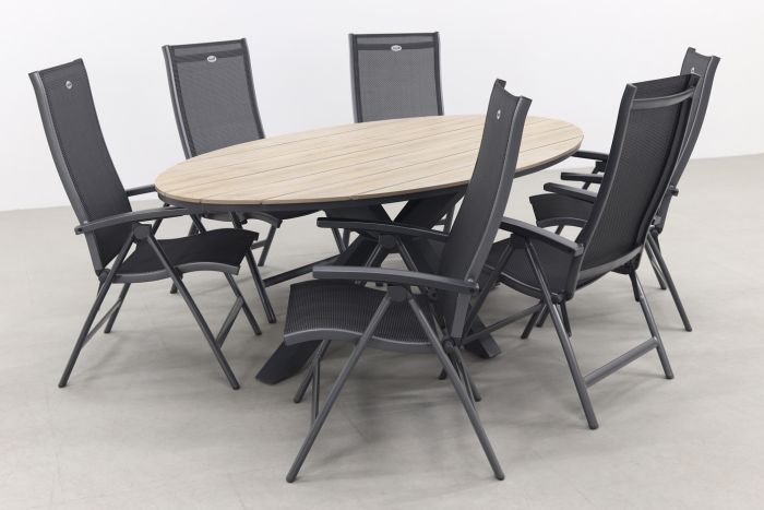 Hartman Salvatore/GI Edison 6-persoons ovale verstelbare tuinset 220x115 cm.