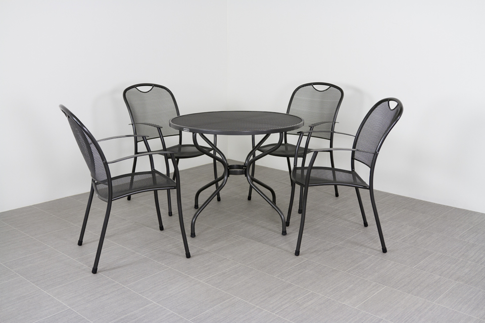 Kettler Kos tuinset + strekmetaal tafel 90 cm.