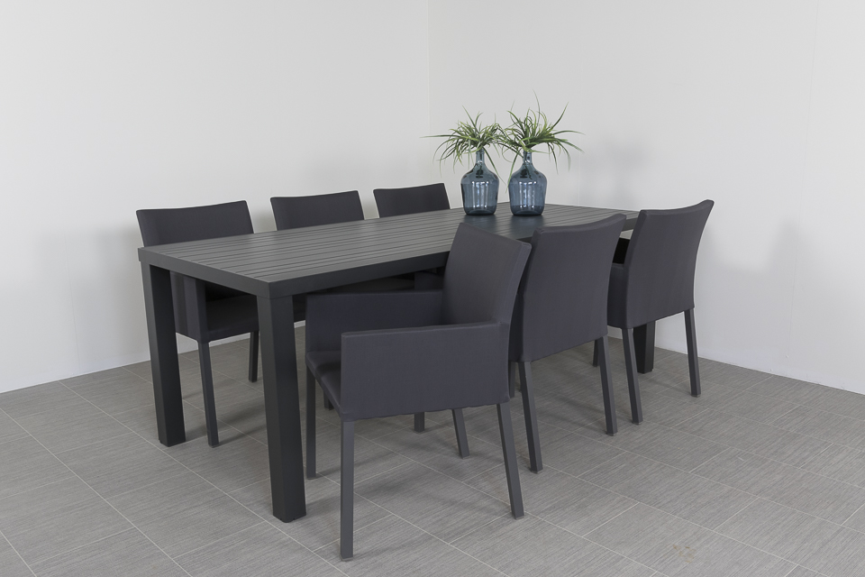 Bergen antraciet/Lena 210 cm. tuinset - 7-delig